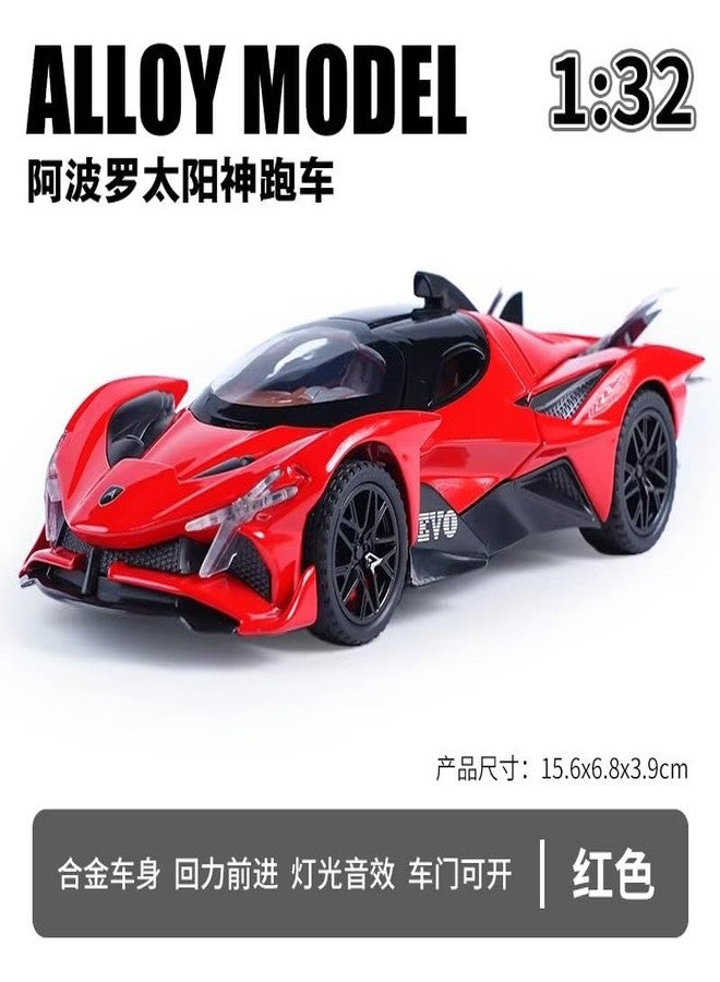 PEZYOX Scale Exclusive Alloy Metal Pull Back Die-cast Car Model with Sound Light Mini Auto Toy for Kids Metal Model Toy Car with Sound and Light (1.32 Scale APO LLO EVO -RED) - Image 4
